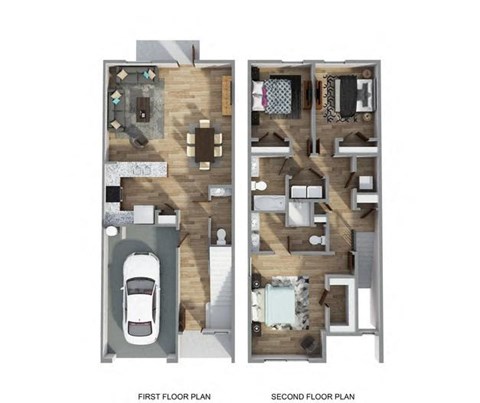 Floor plan for 3 beds, 2.5 baths, 1490 sqft